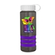 a transparent smoke bottle & white lid & violet grip sergeant stripe - 24 oz tritan(tm) bottle with tethered lid, stripe bands, and digital imprint