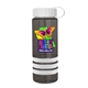 a transparent smoke bottle & white lid & white grip sergeant stripe - 24 oz tritan(tm) bottle with tethered lid, stripe bands, and digital imprint