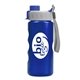 a gray with blue cap lid & blue bottle mini peak - 22 oz tritan(tm) metalike bottle with quick snap lid