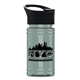 a black lid & glacier blue bottle upcycle - mini 16 oz rpet sports bottle with pop - up sip lid