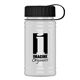 aerial view a black lid & eco white bottle upcycle - mini 16 oz rpet sports bottle with tethered lid, image 1 of 2