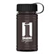 aerial view a black lid & transparent smoke bottle upcycle - mini 16 oz rpet sports bottle with tethered lid, image 1 of 2