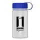a blue lid & eco white bottle upcycle - mini 16 oz rpet sports bottle with tethered lid