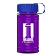 a blue lid & transparent violet bottle upcycle - mini 16 oz rpet sports bottle with tethered lid