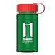 a red lid & transparent green bottle upcycle - mini 16 oz rpet sports bottle with tethered lid