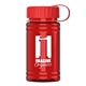 a red lid & transparent red bottle upcycle - mini 16 oz rpet sports bottle with tethered lid