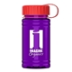 a red lid & transparent violet bottle upcycle - mini 16 oz rpet sports bottle with tethered lid