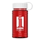 a white lid & transparent red bottle upcycle - mini 16 oz rpet sports bottle with tethered lid