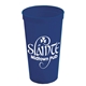 aerial view a navy blue 24 oz reusable stadium cup, image 1 of 2