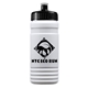 aerial view a black lid & eco white bottle 20 oz upcycle rpet bottle push pull lid, image 1 of 2