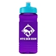 a cyan lid & transparent violet bottle 20 oz upcycle rpet bottle push pull lid