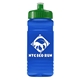 a green lid & transparent blue bottle 20 oz upcycle rpet bottle push pull lid