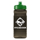 a green lid & transparent smoke bottle 20 oz upcycle rpet bottle push pull lid