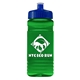 a navy blue lid & transparent green bottle 20 oz upcycle rpet bottle push pull lid