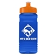a orange lid & transparent blue bottle 20 oz upcycle rpet bottle push pull lid