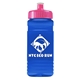 a pink lid & transparent blue bottle 20 oz upcycle rpet bottle push pull lid