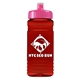 a pink lid & transparent red bottle 20 oz upcycle rpet bottle push pull lid