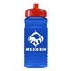 a red lid & transparent blue bottle 20 oz upcycle rpet bottle push pull lid