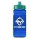 a teal lid & transparent blue bottle 20 oz upcycle rpet bottle push pull lid