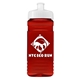 a white lid & transparent red bottle 20 oz upcycle rpet bottle push pull lid