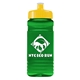 a yellow lid & transparent green bottle 20 oz upcycle rpet bottle push pull lid