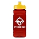 a yellow lid & transparent red bottle 20 oz upcycle rpet bottle push pull lid