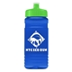 a lime green lid & transparent blue bottle 20 oz upcycle rpet bottle push pull lid