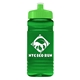 a lime green lid & transparent green bottle 20 oz upcycle rpet bottle push pull lid