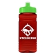 a lime green lid & transparent red bottle 20 oz upcycle rpet bottle push pull lid