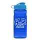 a cyan lid & transparent blue bottle 20 oz upcycle rpet bottle flip top lid
