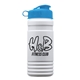 a cyan lid & eco white bottle 20 oz upcycle rpet bottle flip top lid