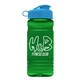 a cyan lid & transparent green bottle 20 oz upcycle rpet bottle flip top lid