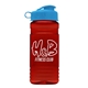 a cyan lid & transparent red bottle 20 oz upcycle rpet bottle flip top lid