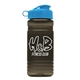 a cyan lid & transparent smoke bottle 20 oz upcycle rpet bottle flip top lid