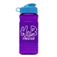 a cyan lid & transparent violet bottle 20 oz upcycle rpet bottle flip top lid