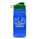 a green lid & transparent blue bottle 20 oz upcycle rpet bottle flip top lid