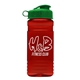 a green lid & transparent red bottle 20 oz upcycle rpet bottle flip top lid