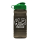 a green lid & transparent smoke bottle 20 oz upcycle rpet bottle flip top lid