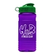 a green lid & transparent violet bottle 20 oz upcycle rpet bottle flip top lid