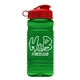 a red lid & transparent green bottle 20 oz upcycle rpet bottle flip top lid