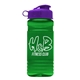 a violet lid & transparent green bottle 20 oz upcycle rpet bottle flip top lid