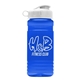 a white lid & transparent blue bottle 20 oz upcycle rpet bottle flip top lid