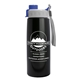 a gray with blue cap lid & metallic-black bottle metalike flair - 26 oz tritan(tm) metalike bottle with quick snap lid