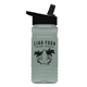 aerial view a black lid & glacier blue bottle 20 oz upcycle rpetbottle flip straw lid, image 1 of 2