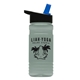 a black-with-blue-spout lid & glacier blue bottle 20 oz upcycle rpetbottle flip straw lid
