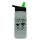 a black-with-green-spout lid & glacier blue bottle 20 oz upcycle rpetbottle flip straw lid