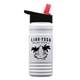 aerial view a black-with-red-spout lid & eco white bottle 20 oz upcycle rpetbottle flip straw lid, image 1 of 2