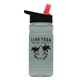 a black-with-red-spout lid & glacier blue bottle 20 oz upcycle rpetbottle flip straw lid