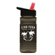 a black-with-red-spout lid & transparent smoke bottle 20 oz upcycle rpetbottle flip straw lid