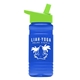 a lime lid & transparent blue bottle 20 oz upcycle rpetbottle flip straw lid